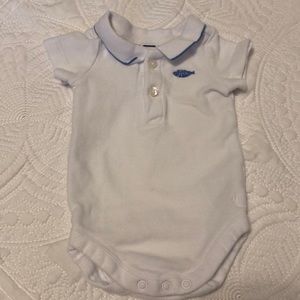 Like New Janie and Jack newborn white with light blue trim on collar polo onesie